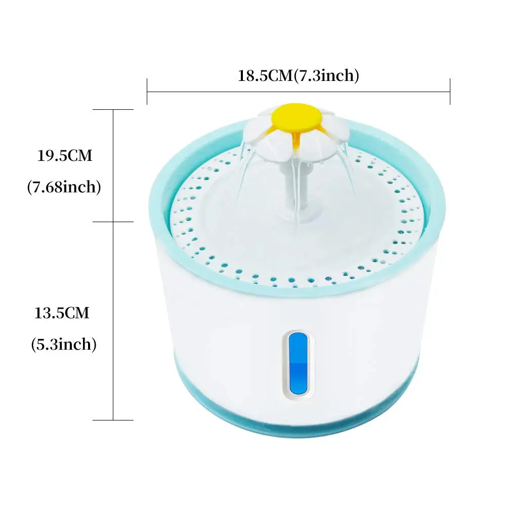 Домашнее животное кошка фонтан воды автоматической подачи воды с светодиодный 2,4 L собаки кошки USB питьевой воды диспенсер для подачи чаша для фонтанчика питьевой воды - Цвет: Синий