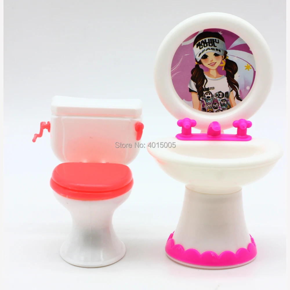 2pcs/set 1 Closestool +1 Washbasin Toilet Wash Devices For Doll's House Furniture Doll Accessories |