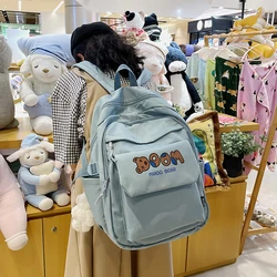 2021 Korean Style Schoolbag Nylon Backpack for Girls Student Large Capacity Print Multi-function School Laptop Mochila Book Pack