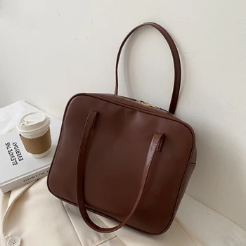 

Women Boston Bag Simple Luxury Handbags And Purse Female Fashion Designer PU Leather Tote Bag Ladies Large Capacity Shoulder Bag