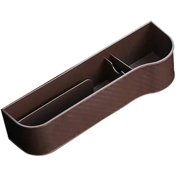 

Car Seat Storage Box,Carbon Fiber Shift Center Control Slit Box Multi-Functional Seat Gap Organizer (Co Driver),Brown