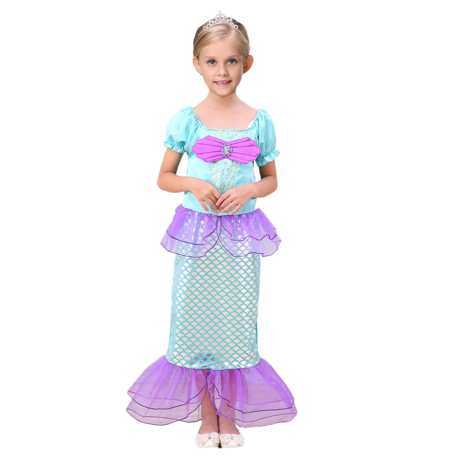 Платье принцессы «Русалочка Ариэль» для девочек; костюмы для девочек; платье Русалочки для маленьких девочек; комплекты одежды; маскарадные костюмы
