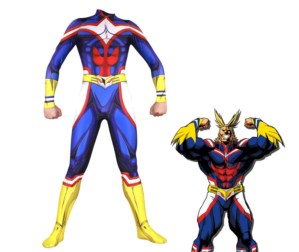 Карнавальный костюм Hero Academy All Might Камуфляжный из спандекса синий изысканный боди