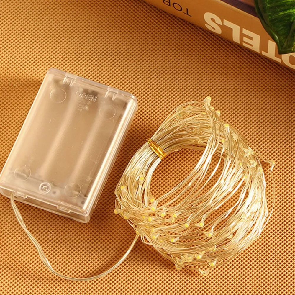 

10 meters 100 lights led copper wire string Christmas lights silver wire string