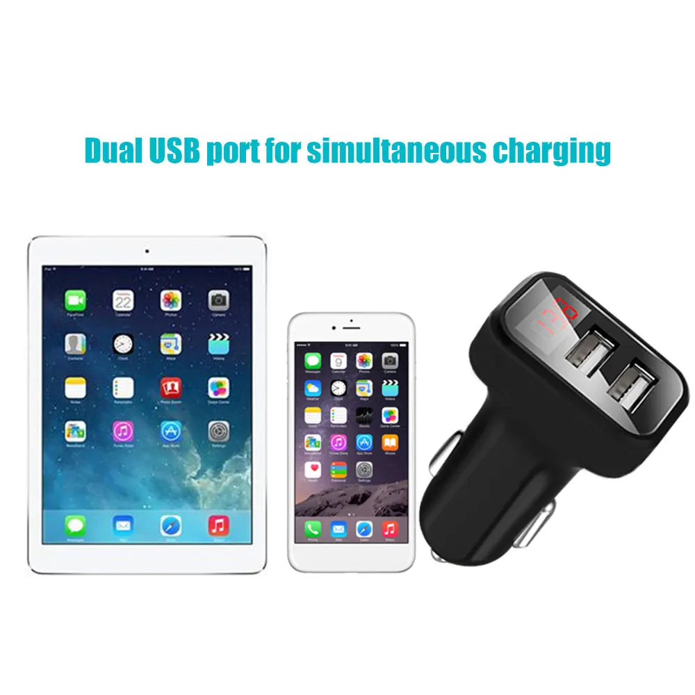 Vehemo Dual USB 2.1A автомобильное зарядное устройство двойной зарядное устройство USB дисплей тока Автомобильное зарядное устройство адаптер мобильный телефон прочный