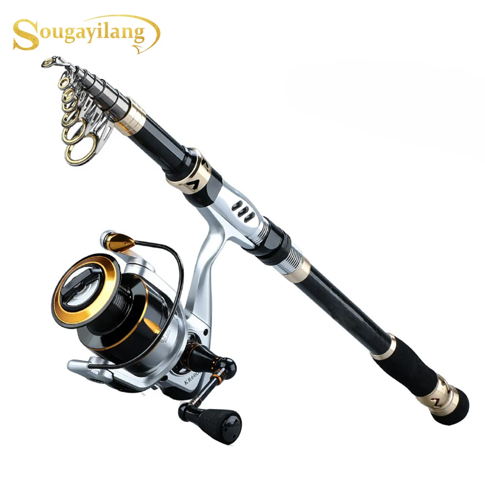 Sougayilang 1,8-3,6 м спиннинговая удочка и Катушка комбинированная Pesca портативная телескопическая удочка и 13+ 1bb набор рыболовных катушек