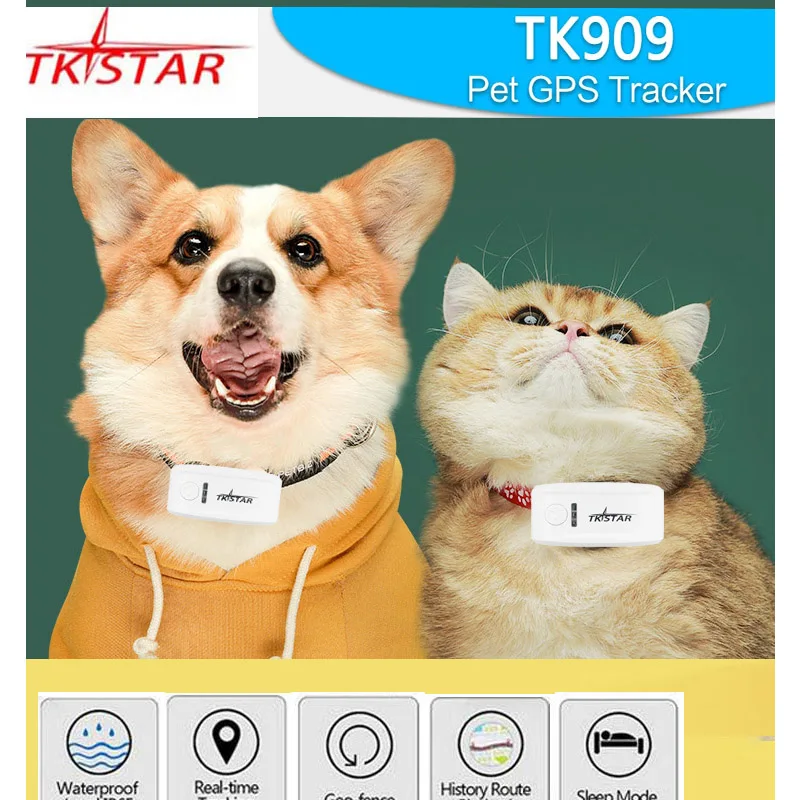 GPS трекер TKSTAR TK909 для собак водонепроницаемый ошейник кошек с защитой от влаги IP65
