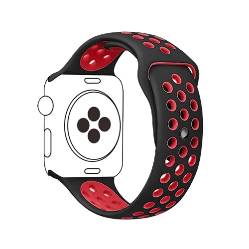 black red 8 Спортивный ремешок для часов для apple watch группа 4 5 44 мм 40 мм correas, 42 мм, 38 мм, версия наручных часов iwatch, браслет series 5/4/3/2/1 силиконовый ремешок для часов с резиновой лентой - Цвет ремешка: black red 8