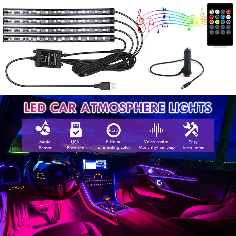 Luz Interior Coche con APP, Minger Tira LED Iluminación Impermeable 48 LED  RGB 5050 Música Activada con Controlador para Coche - VOES Consulting