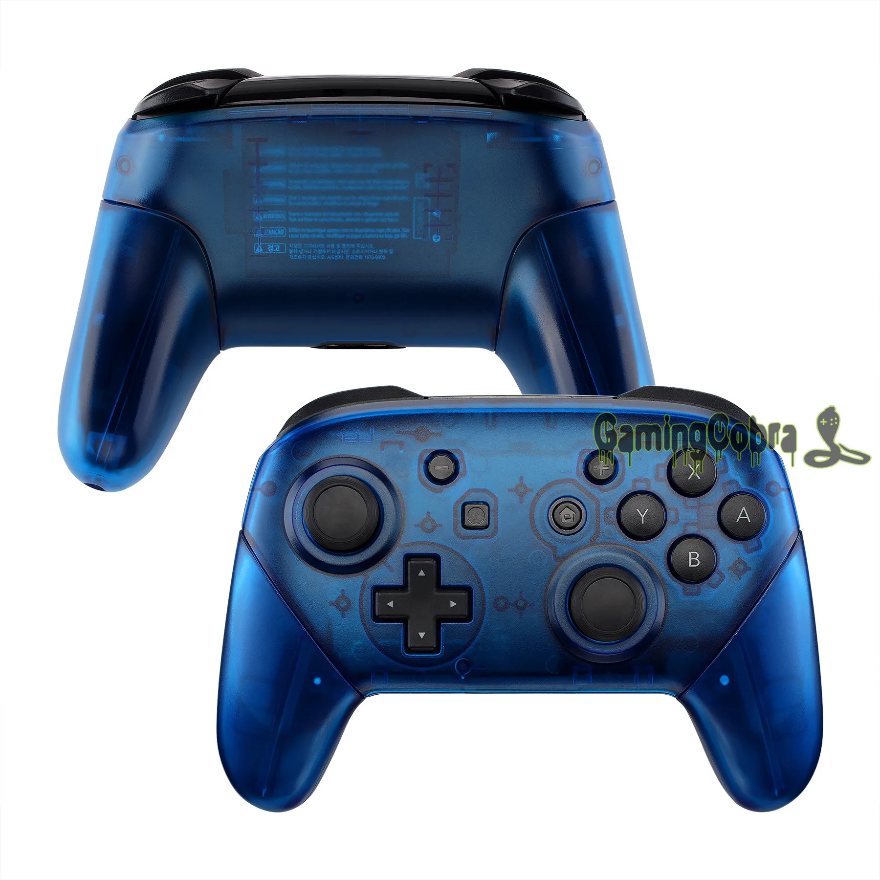 

Transparent Blue Faceplate Backplate Housing Shell Cover with Handles Replacement for Nintendo Switch Pro Controller