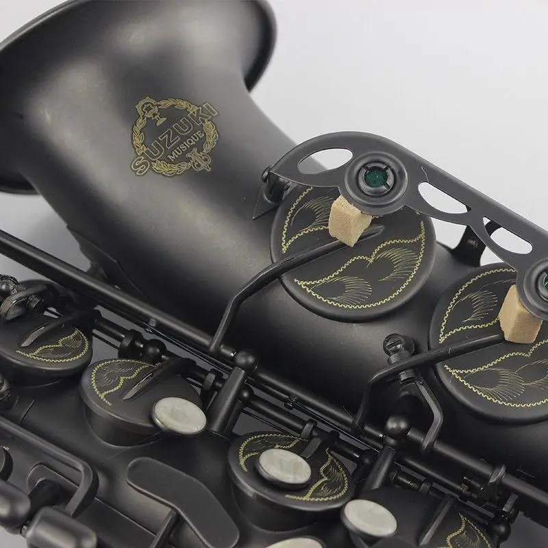 Professional Musical Instruments SUZUKI Alto Saxophone E Flat Matte Black Nickel Plated Surface Sax For Students