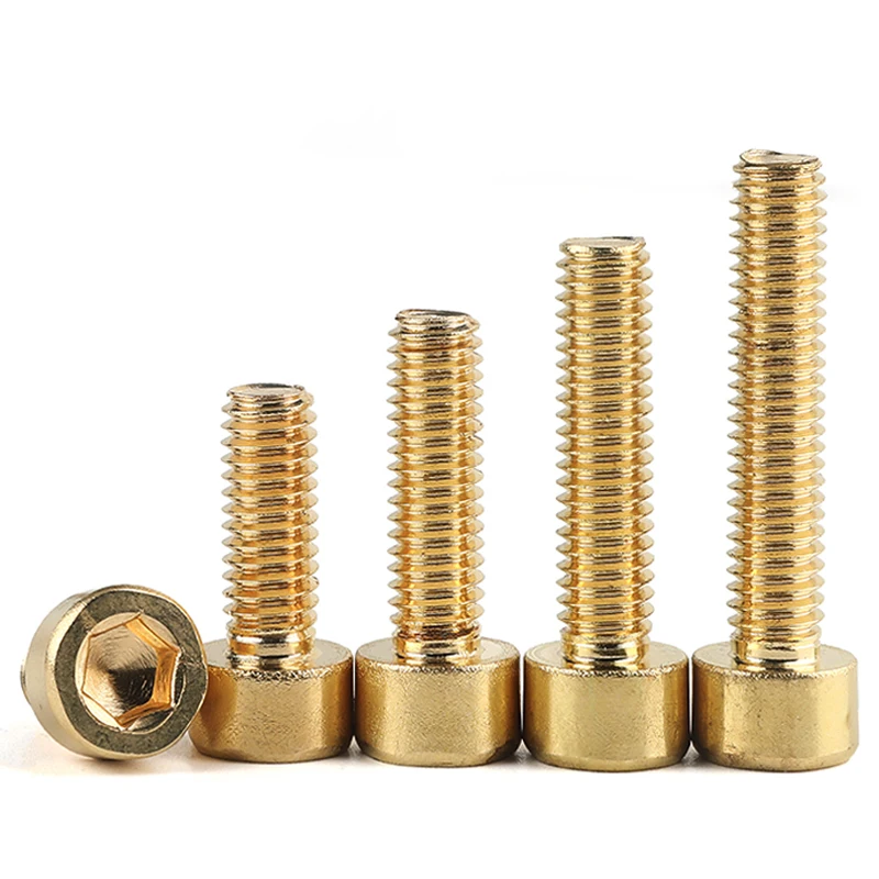 Pure Brass Hex Hexagon Socket Cap Head Screws [ M2 M2.5 M3 M4 M5 M6 M8 M10 M12 ] Allen Copper Machine Bolts Cup Head C006 DIN912