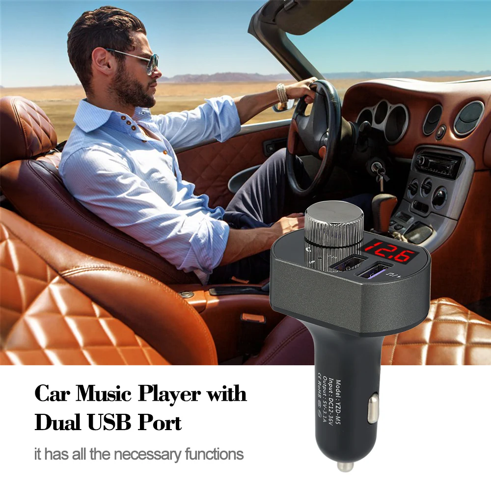 Автомобильный Mp3 музыкальный плеер Bluetooth приемник fm-передатчик двойной USB зарядное устройство Поддержка TF карта U диск музыка Hands-free вызов с микрофоном