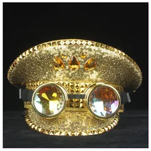 Стимпанк Новая модная Мужская Женская Полицейская шляпа с металлическими классами капитан шляпа для выступлений военная шляпа для взрослых 3 размера