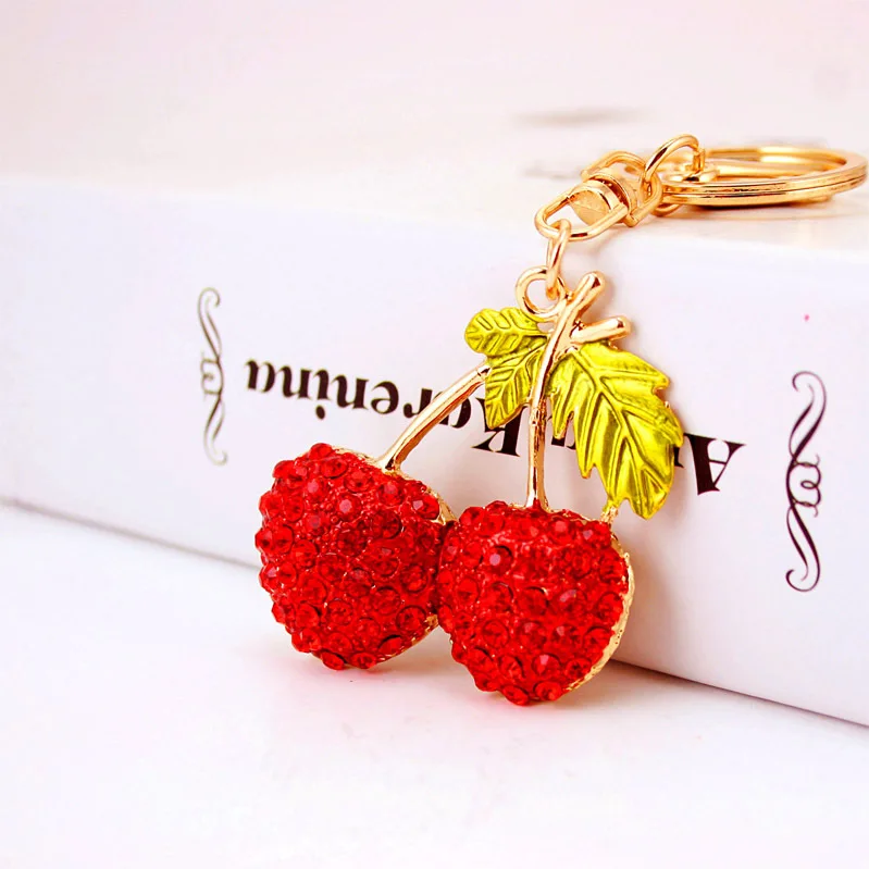 Cool xi Accessories Creative New Products South Korea Car Pendant Keychain Diamond Set Couples Cherry Key Chain Pendant 400