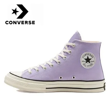 

Original Converse Chuck Taylor All Star men and women unisex Skateboarding sneakers Daily Leisure High purple flat canvas Shoes