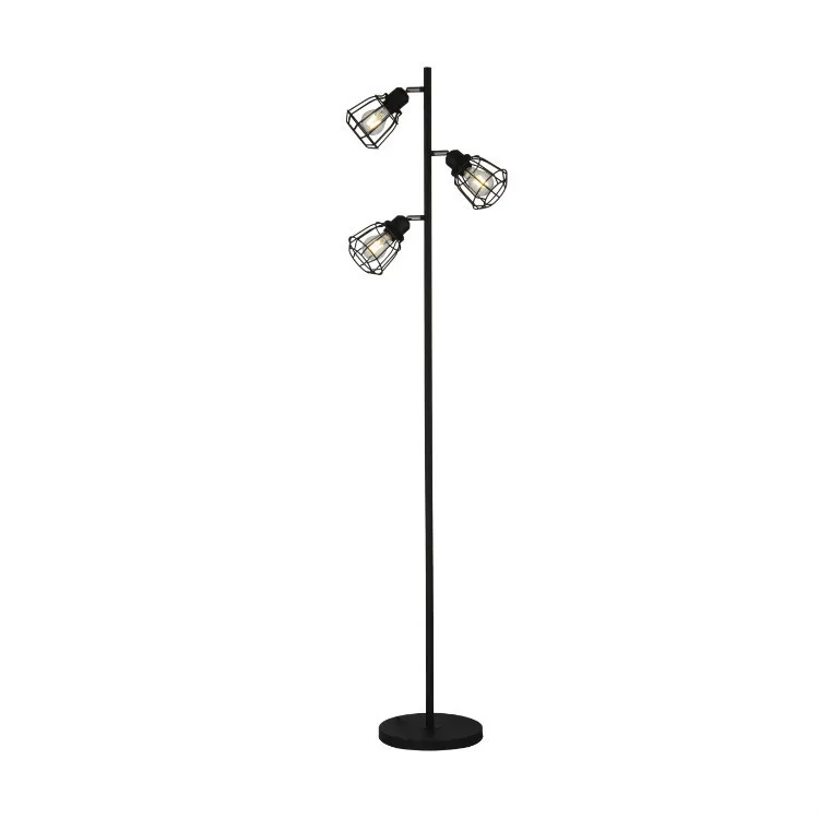 

Amazon wire shade floor lamp three-end floor lamp LED three-end metal black three-end floor lamp