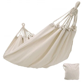 

Dropshipping Double Hammock Outdoor Rollover Prevention Camping Canvas Fabric Hammock Hanging Swing Bed for Patio Travel Hiking