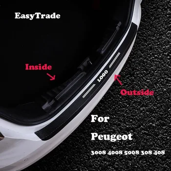 

Car Rear Door Sill Plate Protector Anti-Scuff Trunk Leather sticker For Peugeot 3008 Car Styling Accessories