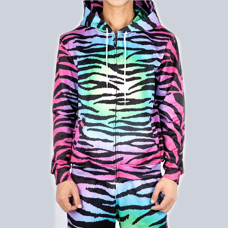 UJWI Толстовка в разноцветную полоску с 3D принтом зебры, штаны, Мужская одежда для пар, дышащая толстовка с капюшоном+ брюки, комбинированный костюм, Прямая поставка - Цвет: ZH02163B