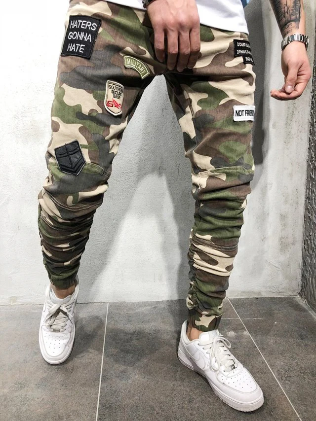 Мужские военные карго джинсы армейская зеленая полоса witn карманы уличные камуфляжные джинсы Стильные брюки модные длинные брюки