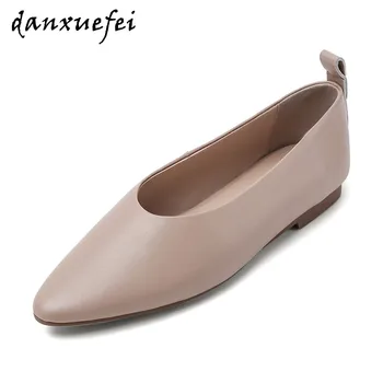 

Women's genuine leather soft comfortable espadrilles round toe leisure female ballerinas plus size casual ballet flats shoes hot