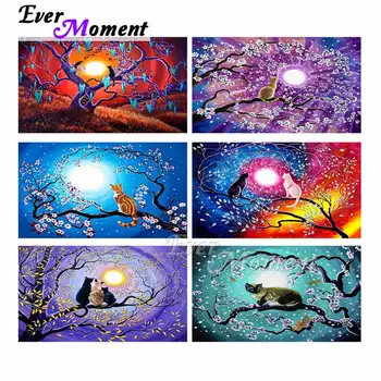 

Ever Moment Diamond Painting Colorful Cat Flower Tree Art Resin Full Square Drill Embroidery Home Living Room Decoration 3F2361
