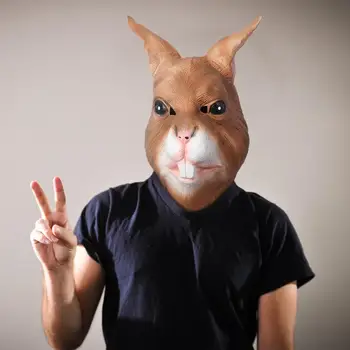 

Latex rubber Long Ear Rabbit Mask Overhead Bunny Animal Costume Halloween Masquerade Party Fancy Dress