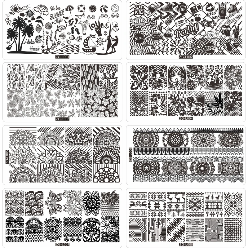Leaf Nail Stamping Plate Lace Cat Butterfly Skull Line Image Nail Art Image Template Nail Art Plate Manicure Stencils Tools 2
