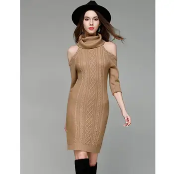 

2019 Womens winter Long knitted dress Off Shoulder