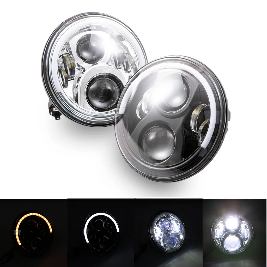 DOT EMARK 7inch LED Headlights with Halo Ring Turn Signal Light Headlamp  For Jeep Wrangler Lada Niva Land Rover Defender Hummer - AliExpress