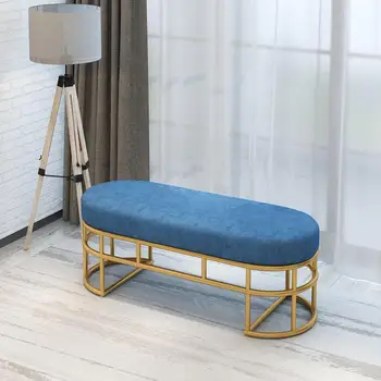 

Nordic wrought iron shoe bench long strip home bed end stool fitting room fitting shoes bench clothing mall sofa stool