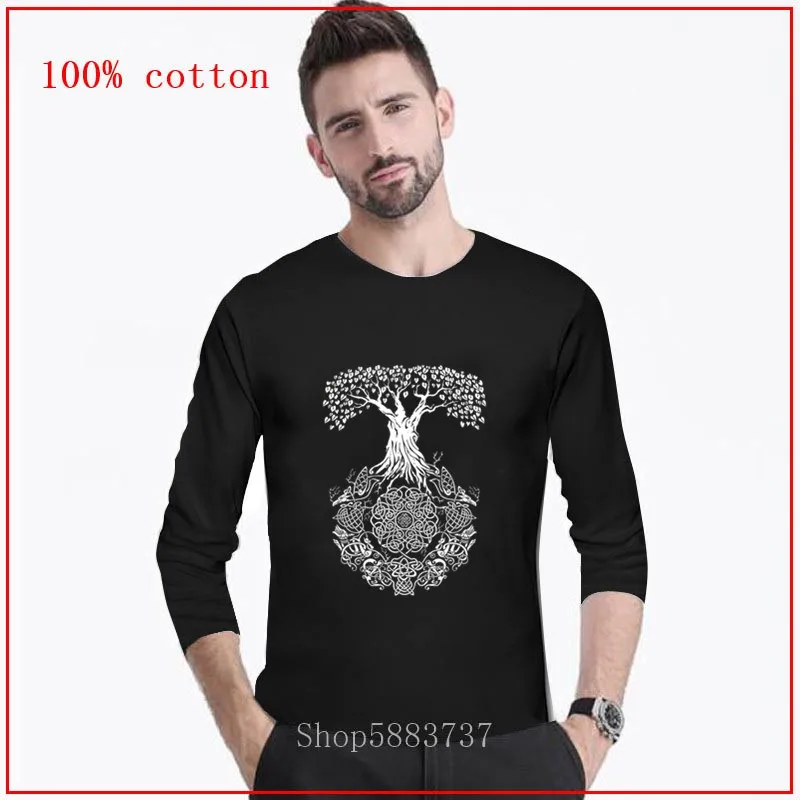 Новинка Vikings Valhalla Odin Yggdrasil Tree Of Life Мужская футболка Viking хипстерские Футболки с