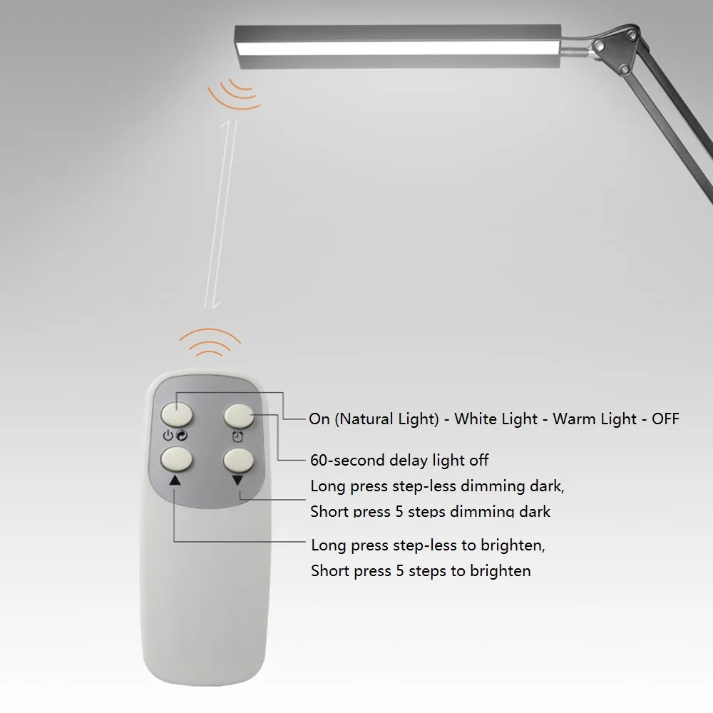 Настольная лампа с дистанционным управлением, перезаряжаемая, для защиты глаз, длинная, поворотная, архитектурная, светодиодный, настольная лампа