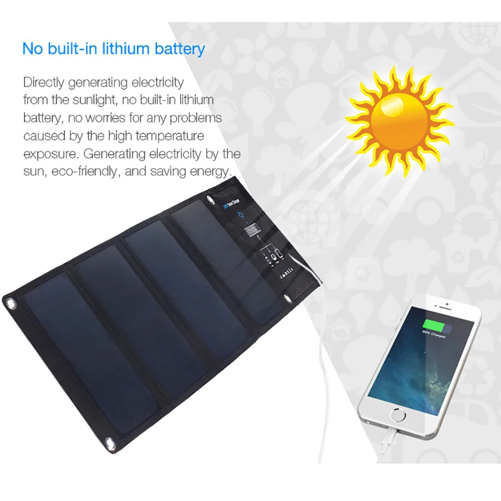 

3 USB Ports 28W 5V Folding Watertight Solar Power Charger with Solar Panel Outdoor Camping Fast Charging for iPad Mobile Phone