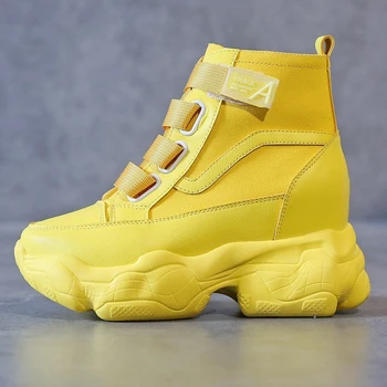 

2020 Fashion Sneakers For Women Platform Chunky High Top Casual Shoes Tennis Female Brand Woman Boots Yellow Vulcanized Shoes
