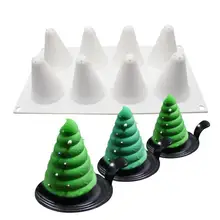 Рождественская елка силиконовая форма для украшения торта 8 полости 3D формы для Мусса инструменты антипригарные DIY выпечки торт формы нетоксичные