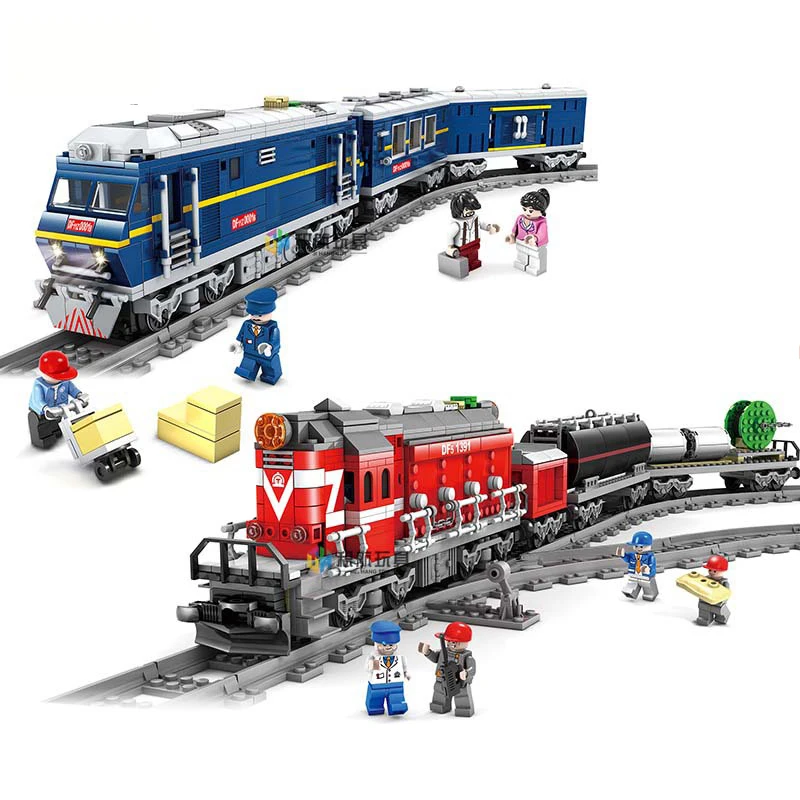 

NEW 98219 98220 City Series model the Cargo Set Building Train Train track Blocks Bricks Train Educational Toys For Children