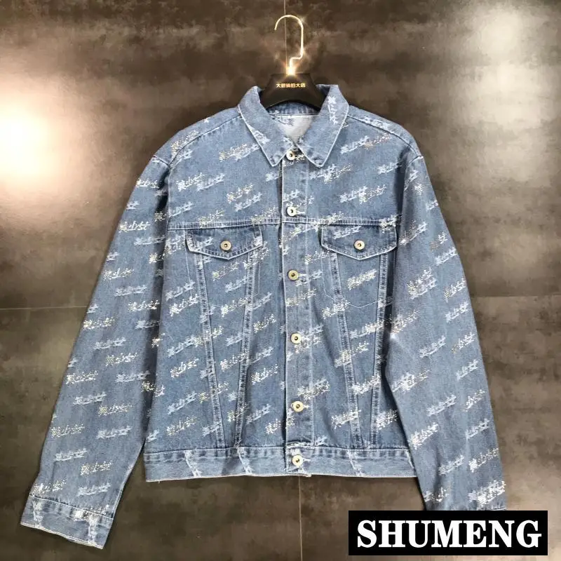 

2019 Autumn New Hot Drilling Dent Wash Denim Jacket Women Blue Jeans Coat Student Girls Short Cowboy Coat Casual Outwear
