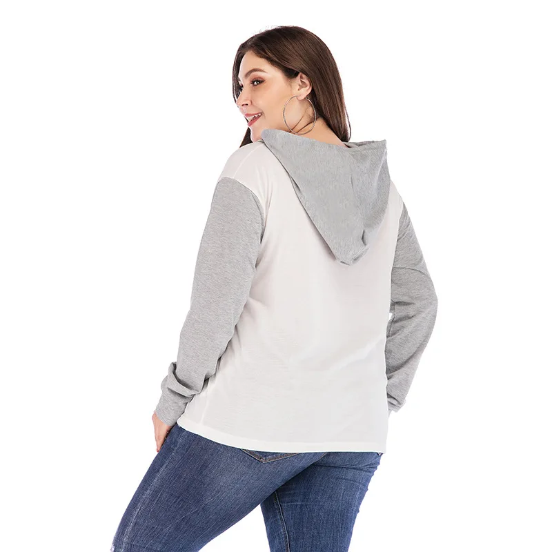 Europe And America Large Size Dress New Style Printed Crew Neck Long Sleeve Pullover Hoody Currently Available Photo Shoot