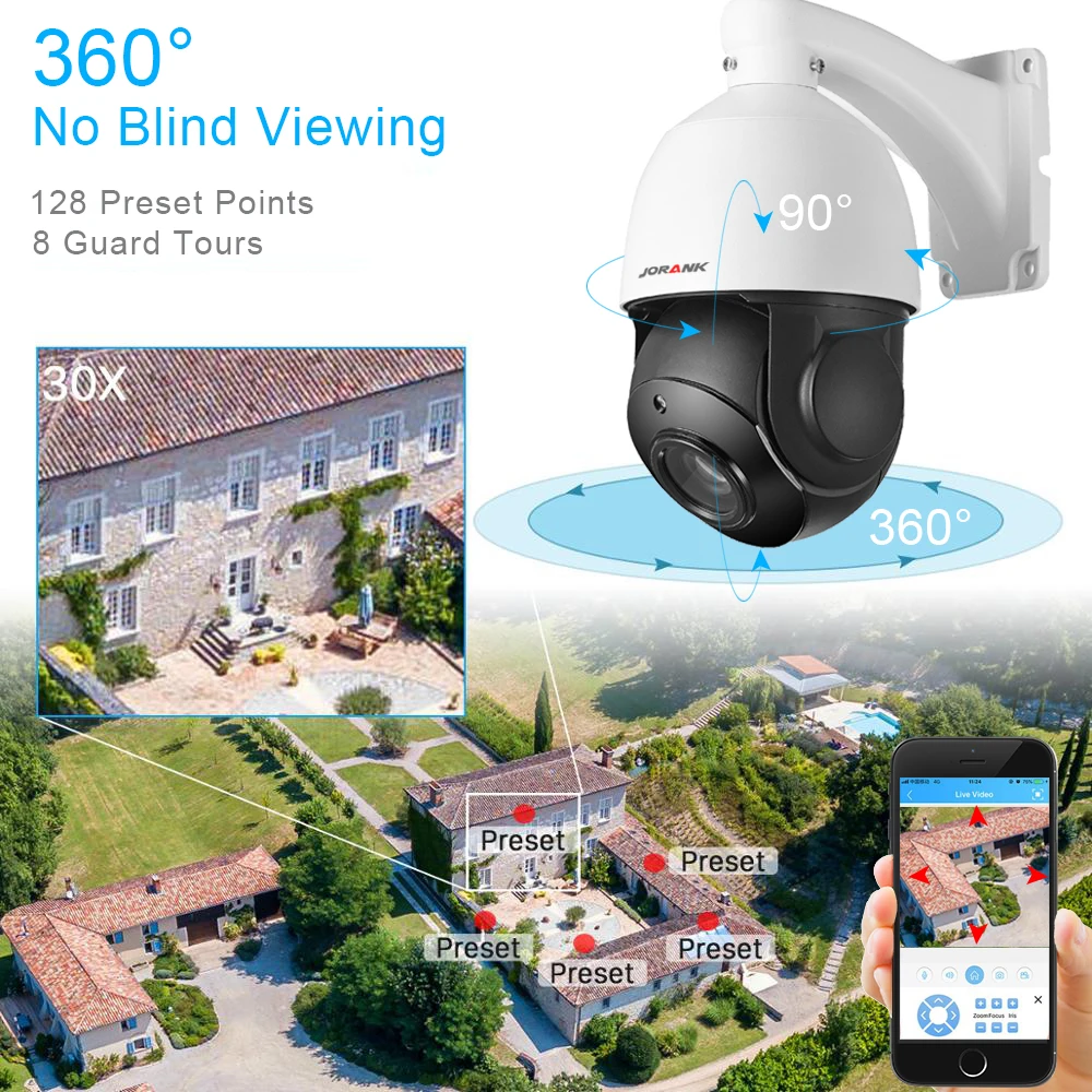 JORANK мини 1080 P 2MP 5MP IP PTZ камера сетевая Onvif 30X зум PTZ IP камера CCTV 60 м ИК Ночное Видение скорость купольная камера s