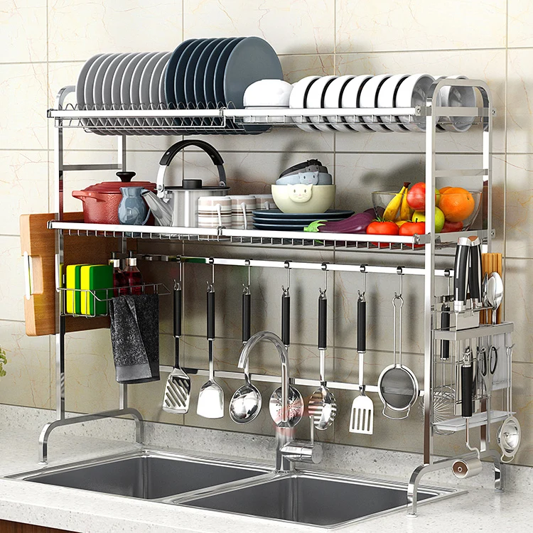 

304 stainless steel sink bowl rack, drainage rack, kitchen appliances, 2-storey sink, hanging bowl and dish rack