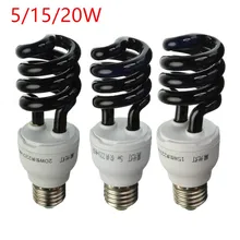 E27 UV светильник лампа ультрафиолетовая лампа дневного света CFL 5/15/20W спиральные энергосберегающие черный светильник фиолетовый светильник ing 220V Прямая