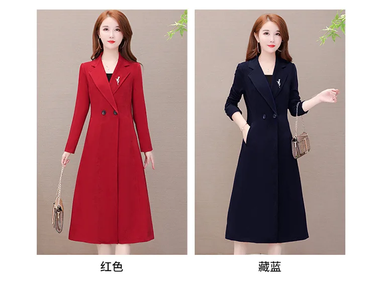 Lady Tall Trench Coat Women's Autumn Fashion Glorious Trend Mid-length Spring And Autumn Coat Thin Vertical Sense of Fashio