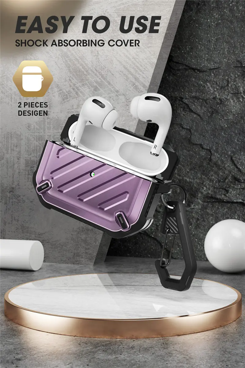 supcase ub pro projetado para airpods pro case capa protetora robusta de corpo inteiro com mosquetão para apple airpods pro