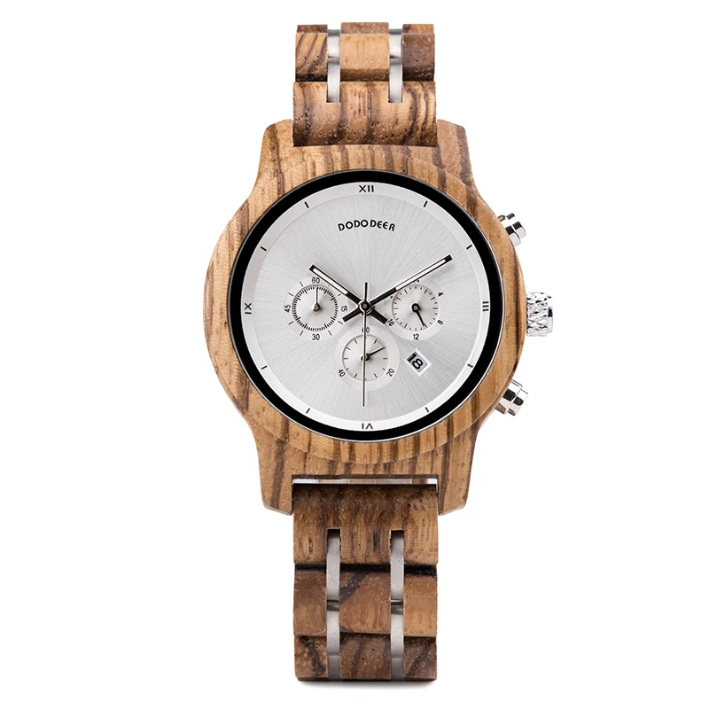 B16-2 DODO DEER Women Wood Luxury Stylish Watches Timepieces Chronograph Military Quartz Fashion Women's Watch relogio masculino B16 - Цвет: B16-2