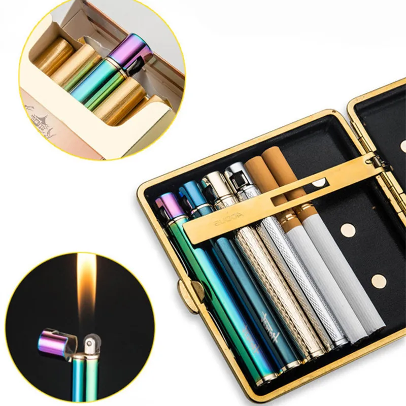 

2020 New Mini Lighter Creative Mini Lighter Refillable Butane Gas Metal Cigarette Shaped Lighter Portable Grinding Wheel Lighter