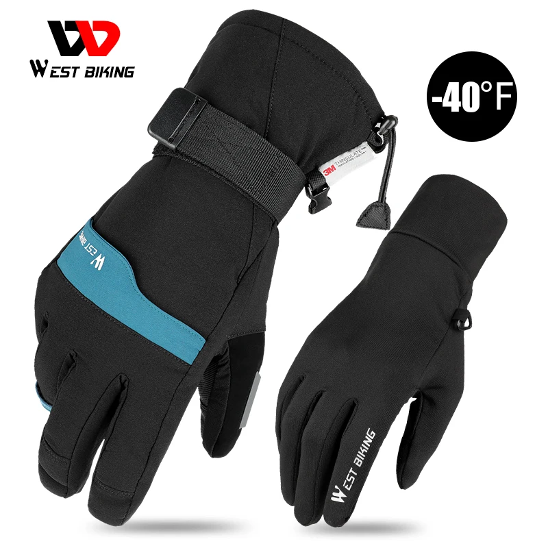 WEST BIKING 2 Pairs Suit Ski Gloves Winter Super Warm 3M Thinsulate Snowmobile Touch Screen Motorcycle Cycling Sports Gloves