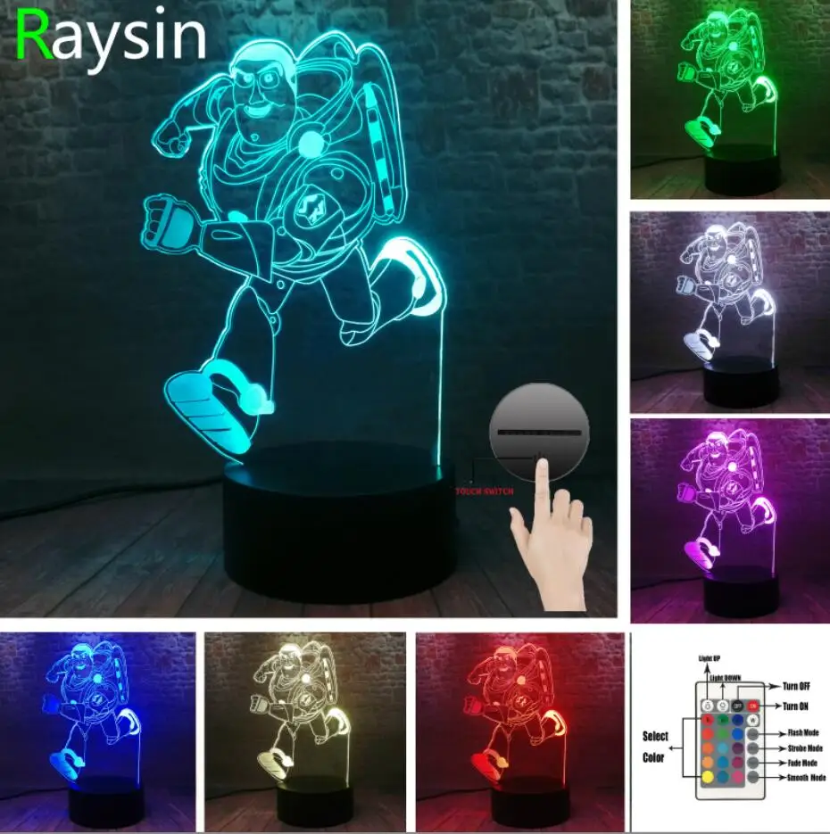 Controller 7 Color Детская история игрушек Базз Лайтер древесный RGB цвет пеленальный столик декоративное ночное освещение дети ребенок Рождественский подарок на день рождения на праздник - Испускаемый цвет: Controller 7 Color