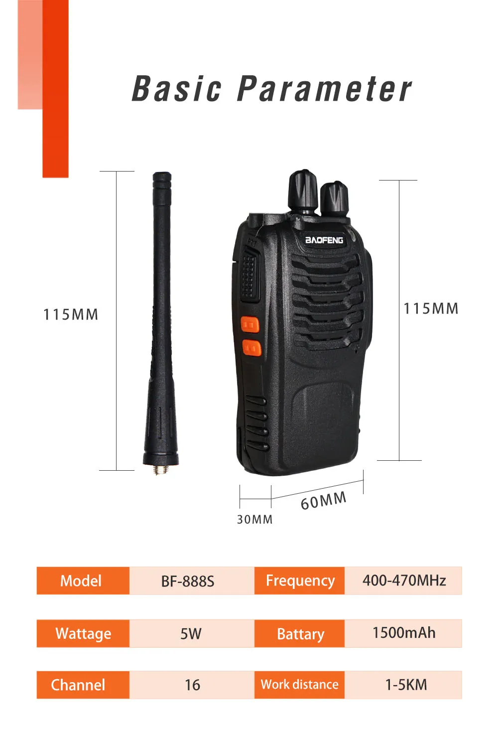 3PCS Baofeng BF 888S Two Way Radio 6km Portable Transceiver